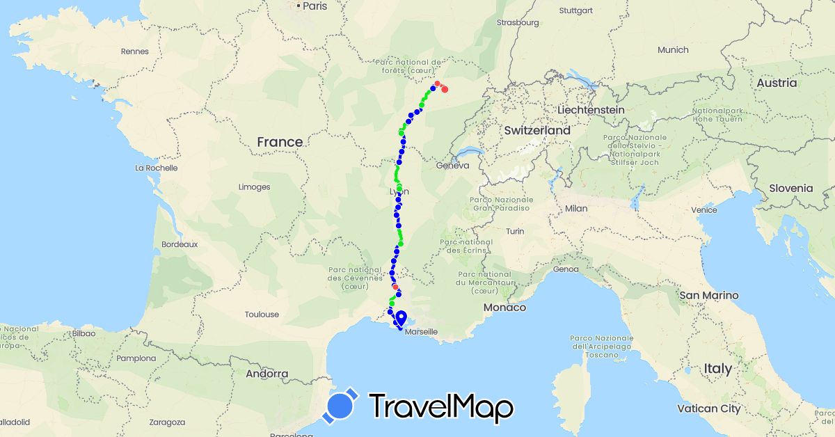 TravelMap itinerary: hiking, packraft, vélo