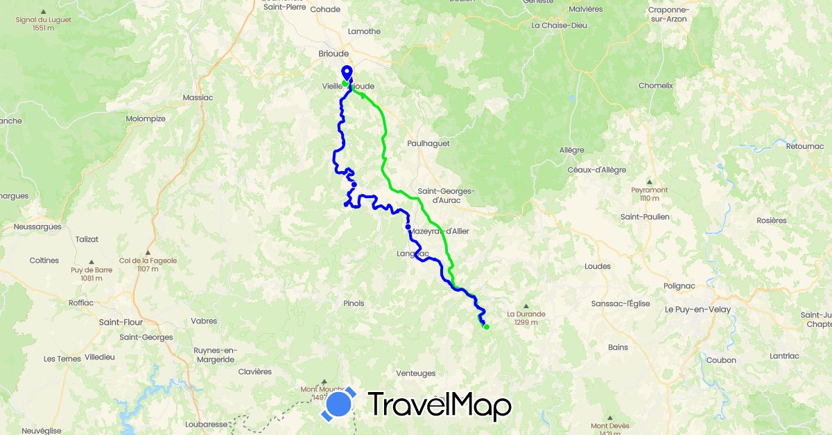 TravelMap itinerary: cycling, packraft, vélo in France (Europe)